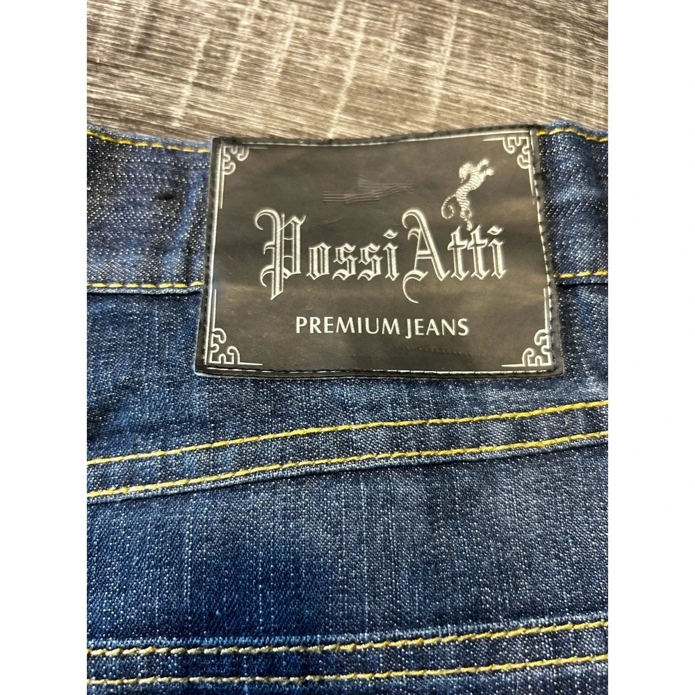 PossiAtti Mens Straight Leg Jeans 40x34 Dark Wash Cotton Classic Denim‎ Jeans